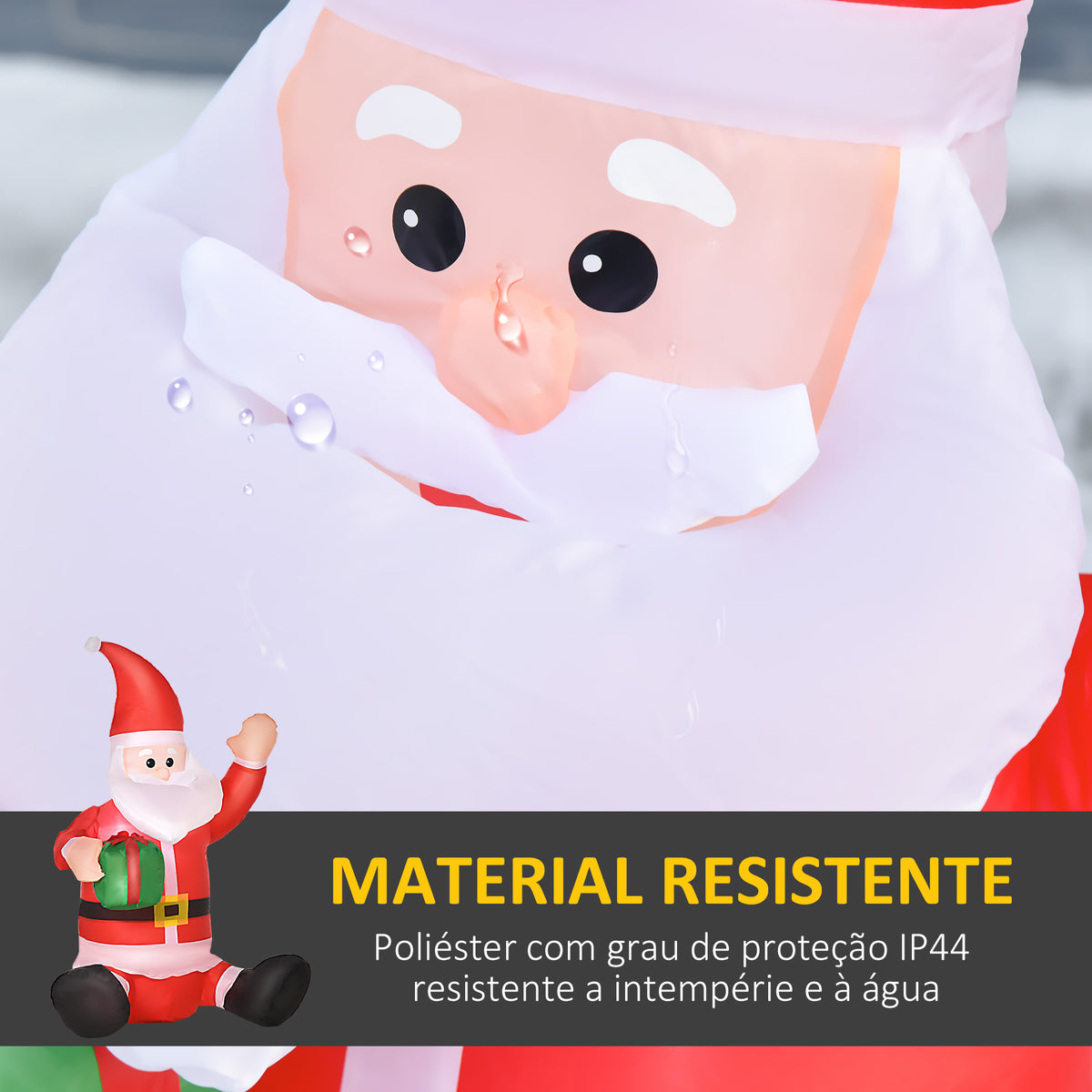 Pai Natal Insuflável de 1,2 m com Presente Decoração de Natal Iluminação LED 70x50x120cm Multicolorido — foto 5