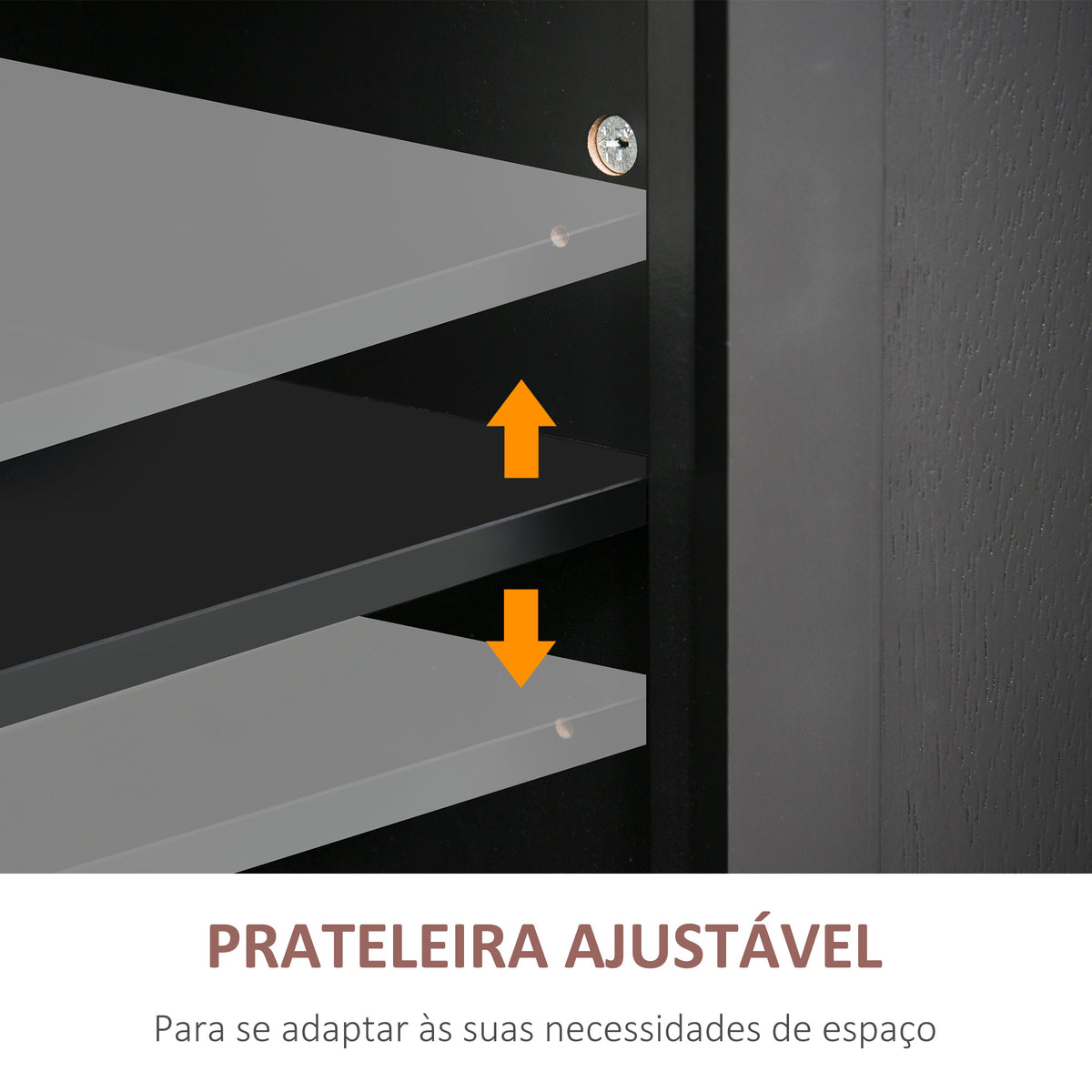 Ilha de Cozinha com Rodas Móvel Auxiliar de Cozinha com 2 Gavetas 4 Portas Suporte para Temperos e Barra Lateral 111x44,5x82,5 cm Preto e Madeira — foto 5