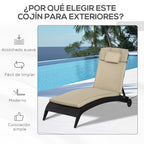Almofada para Espreguiçadeira 198x53x5cm Almofada Suave para Espreguiçadeira Dobrável Acolchoada para Exterior Jardim Pátio Bege — foto 6