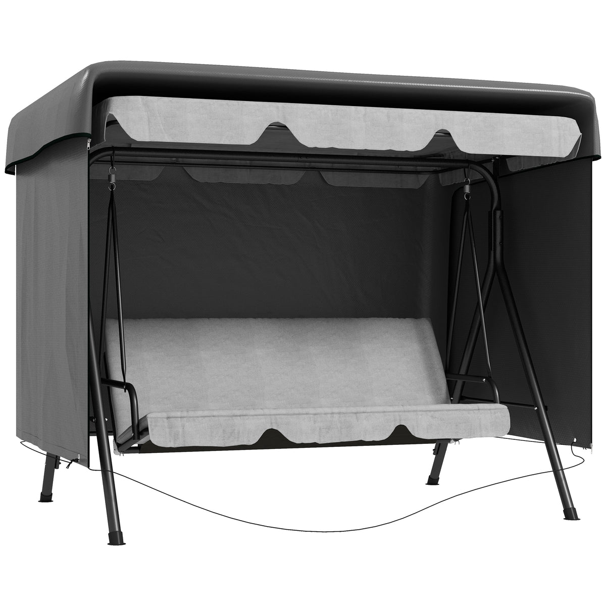 Capa para Baloiço de Jardim, Capa para Baloiço de Exterior, Cobertura com Fecho, Impermeável, 215x155x150 cm, Cinzento Escuro — foto 1