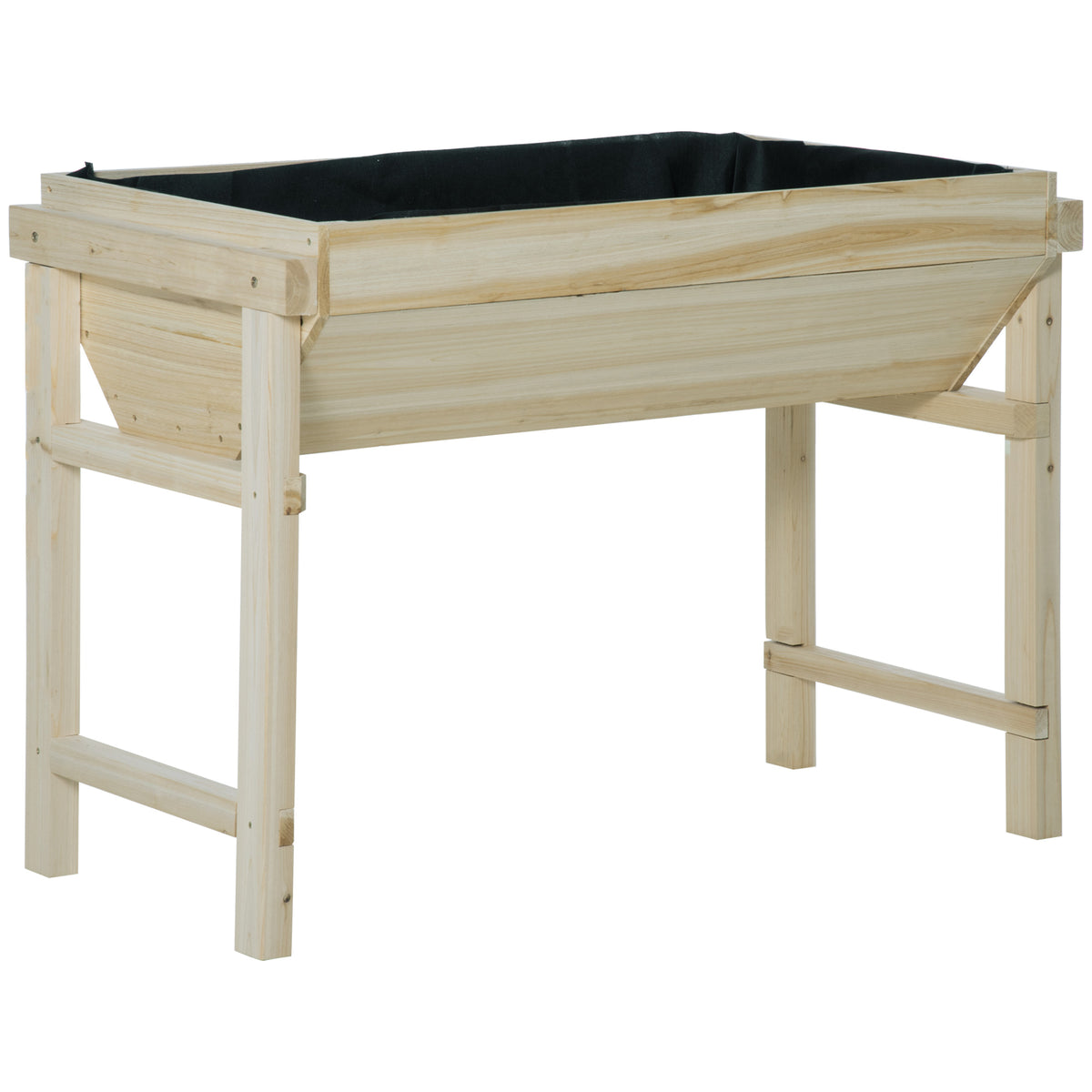 Horta Vertical Elevada de Madeira 108,5x60x80cm Mesa de Cultivo com Tecido não Tecido e 3 Orifícios de Drenagem para Jardim Terraço Exterior Carga 50kg Natural — foto 1
