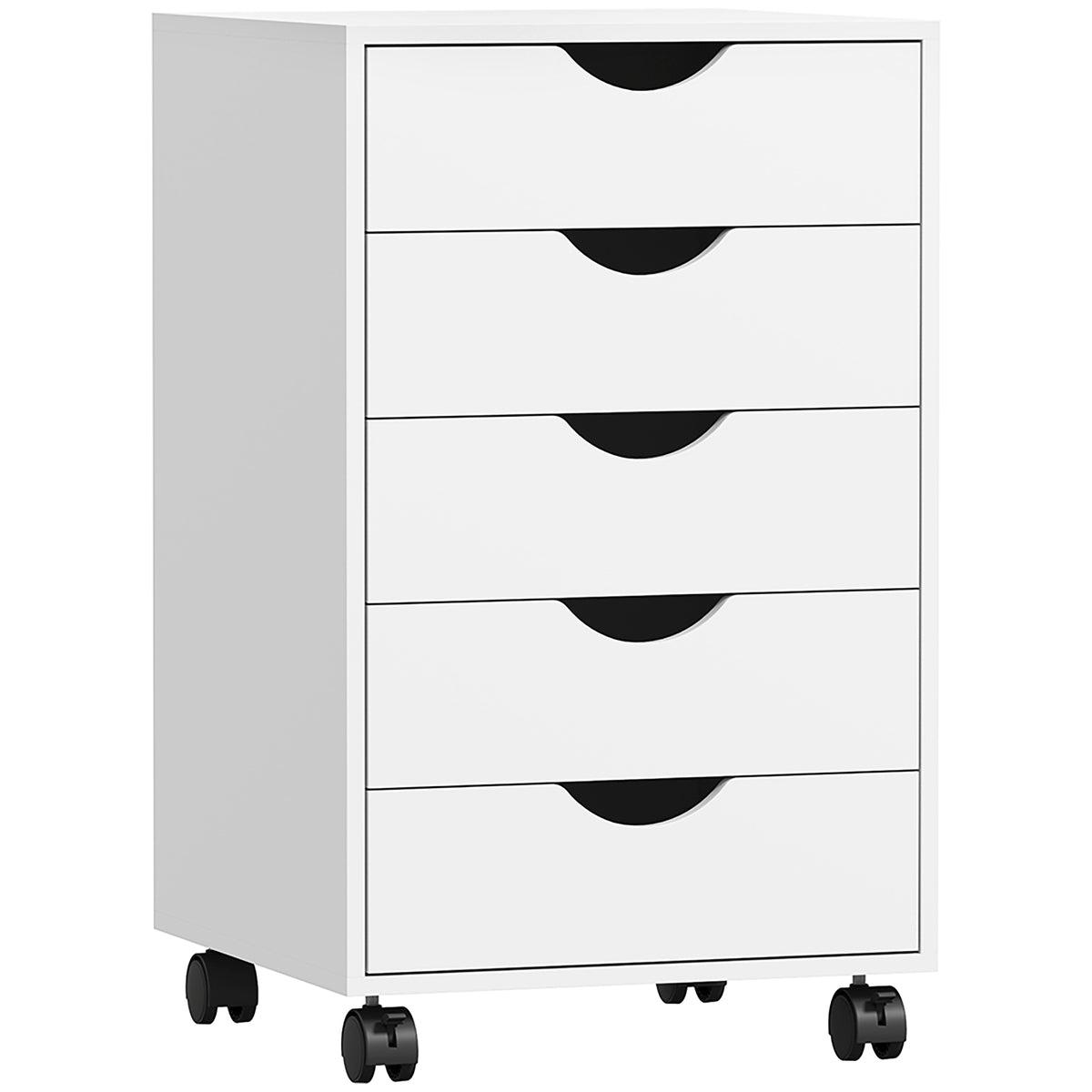 Bloco de Gavetas com Rodas Bloco de Gavetas para Escritório com 5 Gavetas Arquivador Móvel para Escritório 40x40x67 cm Branco — foto 1