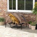 Cama para Cães Elevada com Toldo Cama para Cães Médios com Estrutura de Aço e Bolsa de Transporte para Interior e Exterior 106x76x94 cm Marrom Claro — foto 2