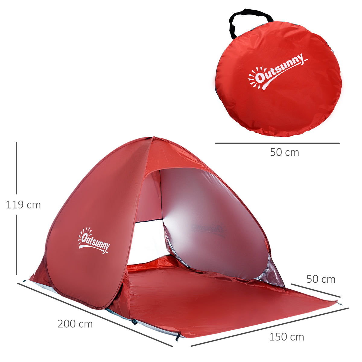 Tenda Pop-up Instantâneo e Portátil com Janelas Protetoras para Piquenique, Praia e Camping com Proteção UV — foto 3