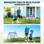 Rede de Rebote Dobrável para Treino Desportivo Ajustável em 5 Níveis de Ângulo com Tubo de Aço para Futebol Ténis e Basebol 100x95x90 cm Azul — foto 7