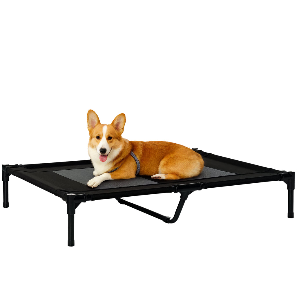 Cama Elevada para Cães Cama de Animais de Estimação com Malha Transpirável e Tecido Oxford para Exterior Interior Jardim Terraço 92x76x18 cm Preto — foto 1