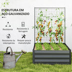 Caixa de Plantio Grande de Exterior Caixa de Plantio de Aço Galvanizado com Treliça para Plantas Trepadeiras e Fundo Aberto para Pátio Varanda 80x115x125 cm Cinza Escuro — foto 5