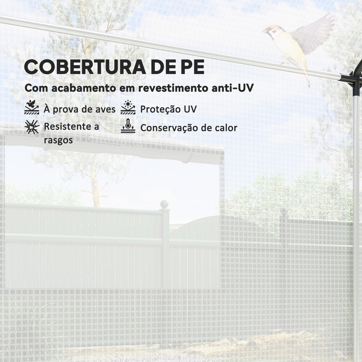 Estufa tipo Túnel 2x3x2 m Estufa de Exterior com 4 Janelas de Malha e Porta com Fecho de Correr Estufa para Cultivos Anti UV para Pátio Jardim Branco — foto 4