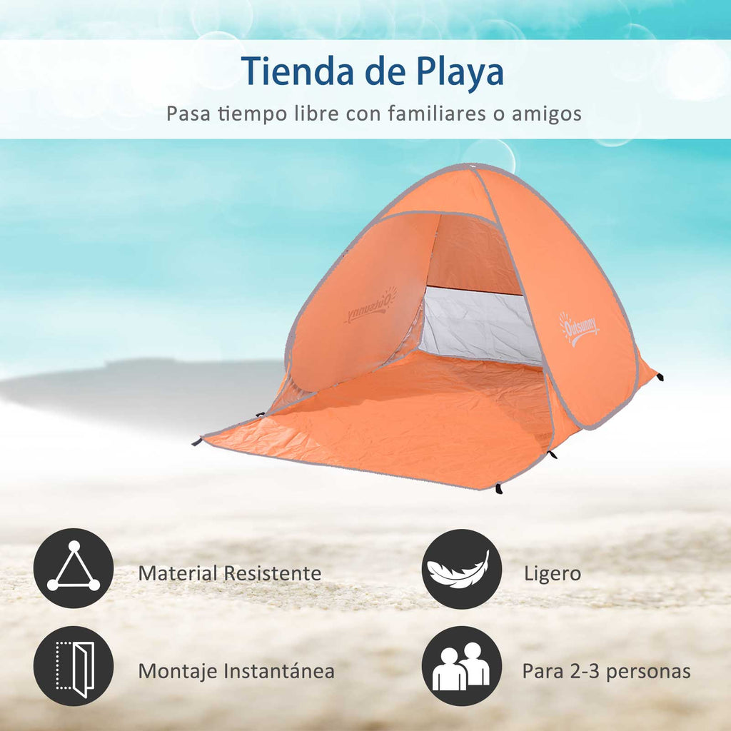 Tenda Pop-up Instantâneo e Portátil com Janelas Protetoras para Piquenique, Praia e Camping com Proteção UV Laranja — foto 4