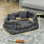 Cama para Cães Pequenos Cama para Animais de Estimação com 2 Almofadas Cama para Cães com Base Antiderrapante Capa Amovível e Lavável 70x50x30 cm Cinza — foto 3