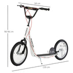 Trotinete para Crianças acima de 5 Anos e Adolescentes com Guiador Ajustável em Altura 2 Pneus de Borracha Insufláveis com Travagem Dupla e Rodas 16" Carga 100 kg 139x58x90-96 cm Branco — foto 3