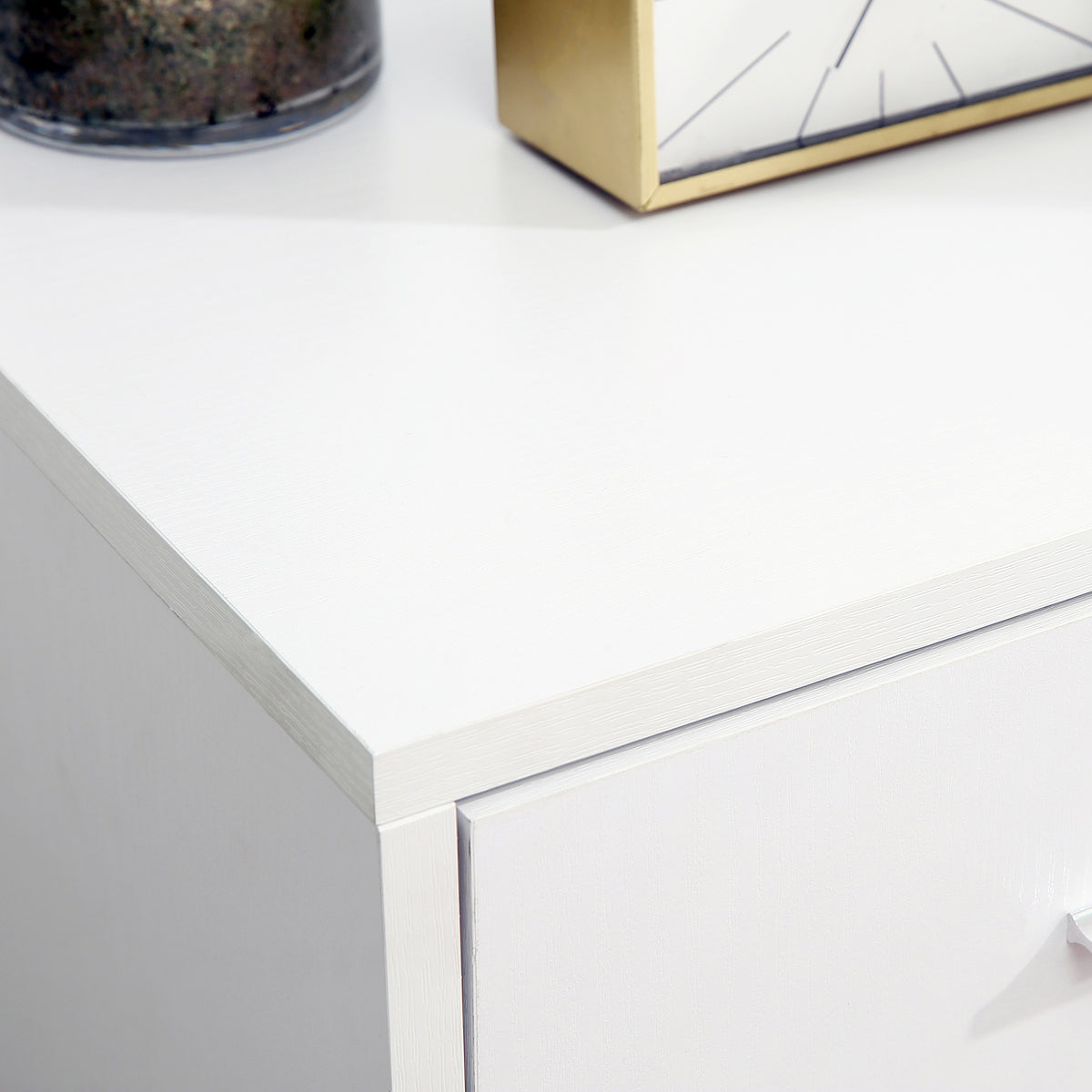 Armário de Escritório para Impressora Multifuncional com 3 Gavetas Prateleira Ajustável e Rodas 80x40x65cm Branco — foto 7