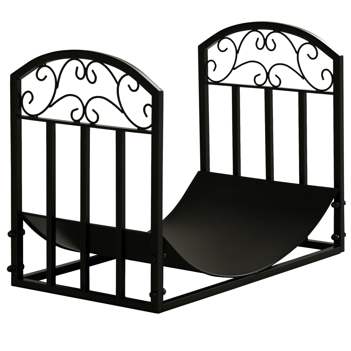 Suporte para Lenha Estante para Lenha Lenheiro de Metal com Prateleira Curva Carga 60 kg para Interior e Exterior 60,5x36x46,5 cm Preto — foto 1