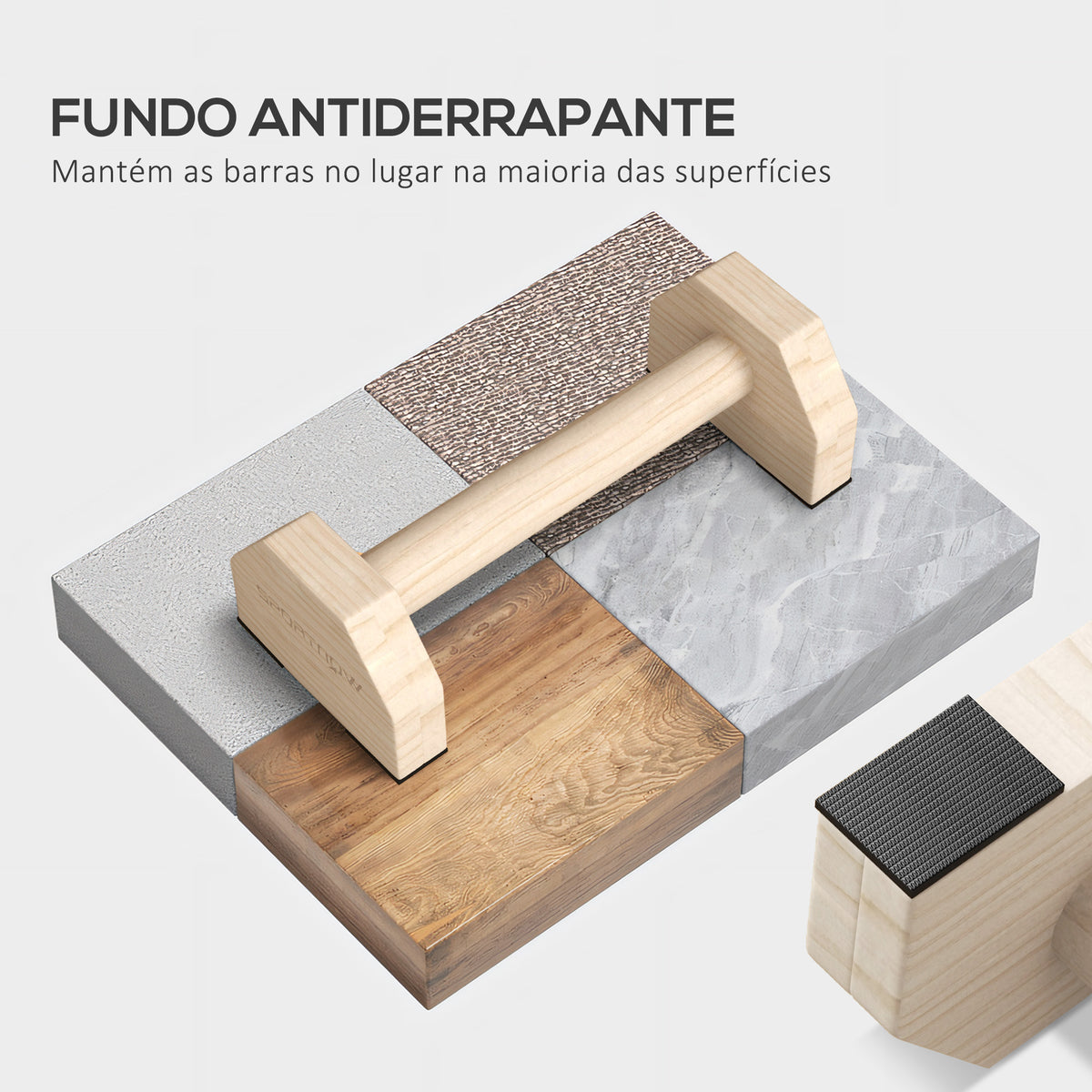 Barras Paralelas de Madeira para Calistenia Barras Paralelas com Tapete Antideslizante para Treino en Ginásio Casa 30x13x10 cm Natural — foto 4