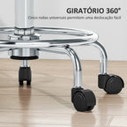 Banco Giratório Banco com Rodas Altura Regulável 50-66 cm Assento Estofado em Imitação de Couro Descanso para os Pés para Salões e Oficinas 34x34x50-66 cm Cinzento — foto 6