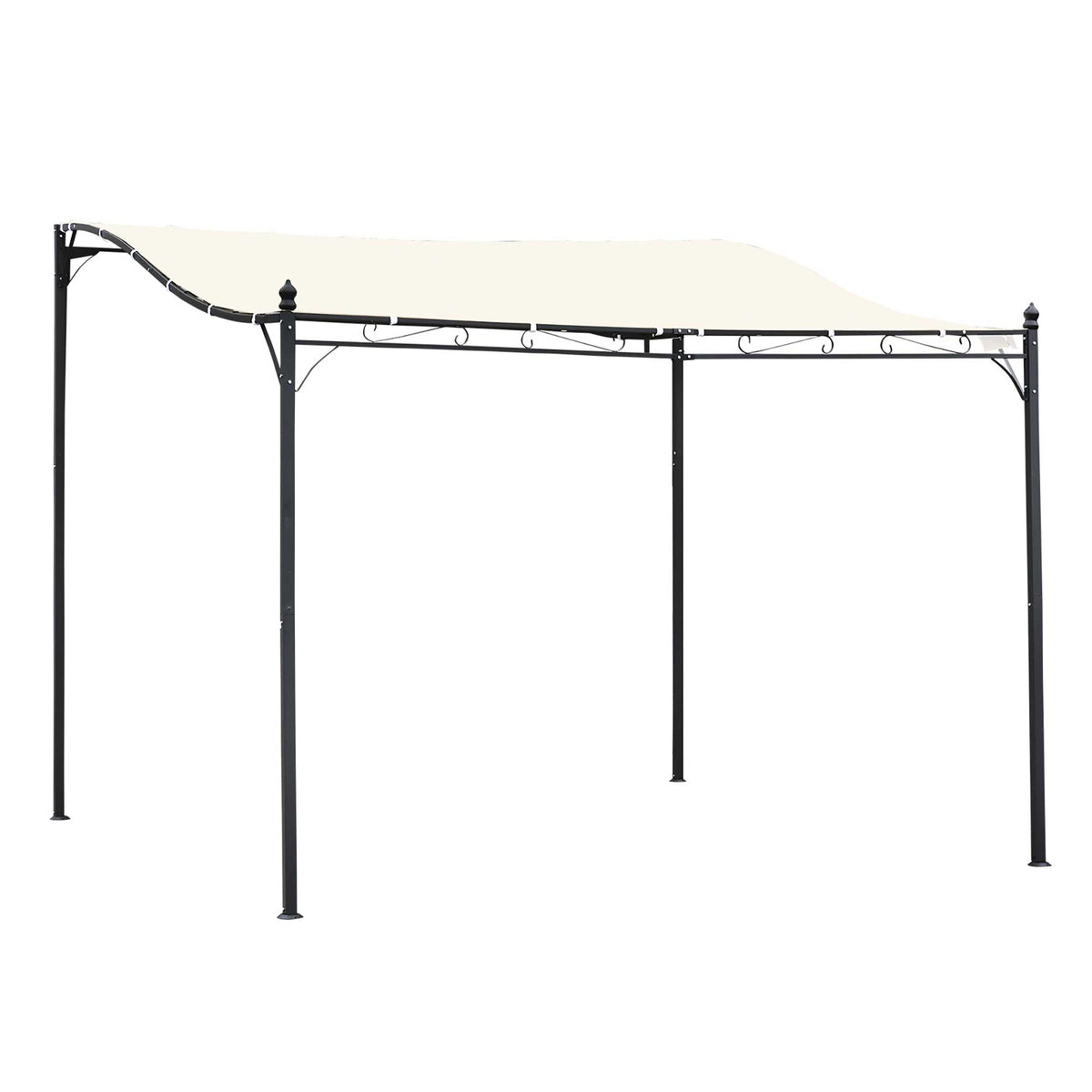 Pérgola de Jardim 3x3m Pérgola Montada na Parede com Toldo e 16 Orifícios de Drenagem para Pátio Terraço Metal e Poliéster 180 g/m² Resistente Creme — foto 1