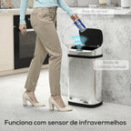Balde de Lixo Inteligente de Aço Inoxidável 30L com Sensor Infravermelho de Abertura Automática para Cozinha Dormitório Casa de Banho 33x25x58 cm Prata e Preto — foto 5