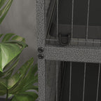 Gaiola para Roedores 80x52x128 cm Casa de 4 Alturas com Rampas Suspensa Rede Bandeja Removível Rodas Portas Cinza Prateado — foto 8