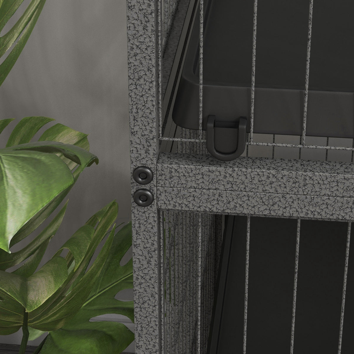 Gaiola para Roedores 80x52x128 cm Casa de 4 Alturas com Rampas Suspensa Rede Bandeja Removível Rodas Portas Cinza Prateado — foto 8