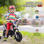 Mota Elétrica Infantil com Licença Oficial Aprilia 12V 25W Rodas de Apoio Removíveis Farol Música Porta USB e Amortecedor Traseiro Branco — foto 4
