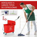 Balde de Esfregona com Rodas, 20 L, Balde de Limpeza com Escorredor e Pega de Transporte, para Uso Doméstico e Comercial, Vermelho — foto 7