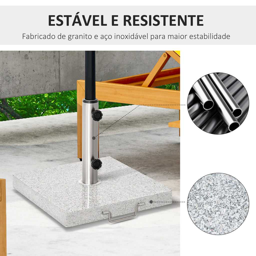 Base para Chapéu de Sol de Mármore Universal com 2 Rodas e Alça de Transporte para Mastros de Ø35/38/42mm Suporte para Chapéu de Sol de Exterior 42x42x36cm Cinza — foto 4