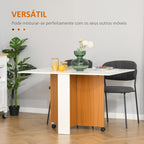 Mesa de Sala de Jantar Dobrável com Rodas Mesa Multifuncional para Sala de Jantar com 3 Formas 120x80x73cm Branco e Madeira — foto 6
