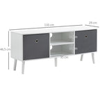 Móvel de TV para Televisores de até 50 Polegadas Móvel de Sala de Estar Moderno com 2 Gavetas de Tecido 2 Prateleiras Abertas e Orifício Passa Cabos 110x29x46,5cm Branco e Cinza — foto 3