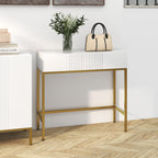 Mesa Consola Moderna Mesa de Entrada com 2 Gavetas e Pés de Aço Anti-tombo para Entrada Sala Corredor 80x31,5x75 cm Branco — foto 2