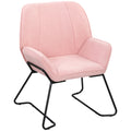 Poltrona Sala de Estar Moderna Poltrona de Leitura com Assento Largo e Acolchoado Estofada em Veludo Pés de Metal Poltrona para Dormitório 70x67,5x87 cm Rosa — foto 1