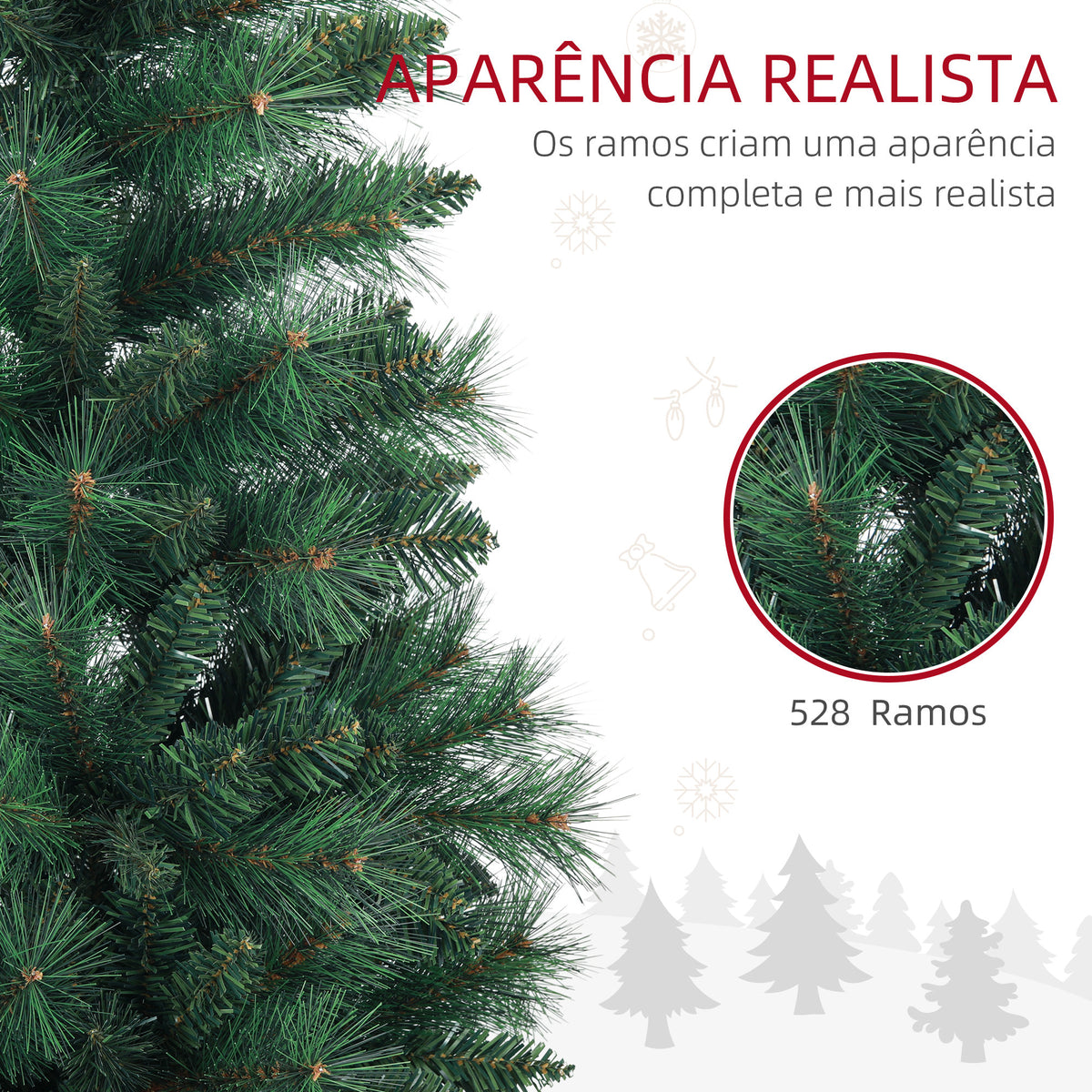 Árvore de Natal 180 cm Árvore de Natal Artificial com 528 Ramos e Suporte de Metal Árvore de Natal para Sala Interior Verde — foto 5