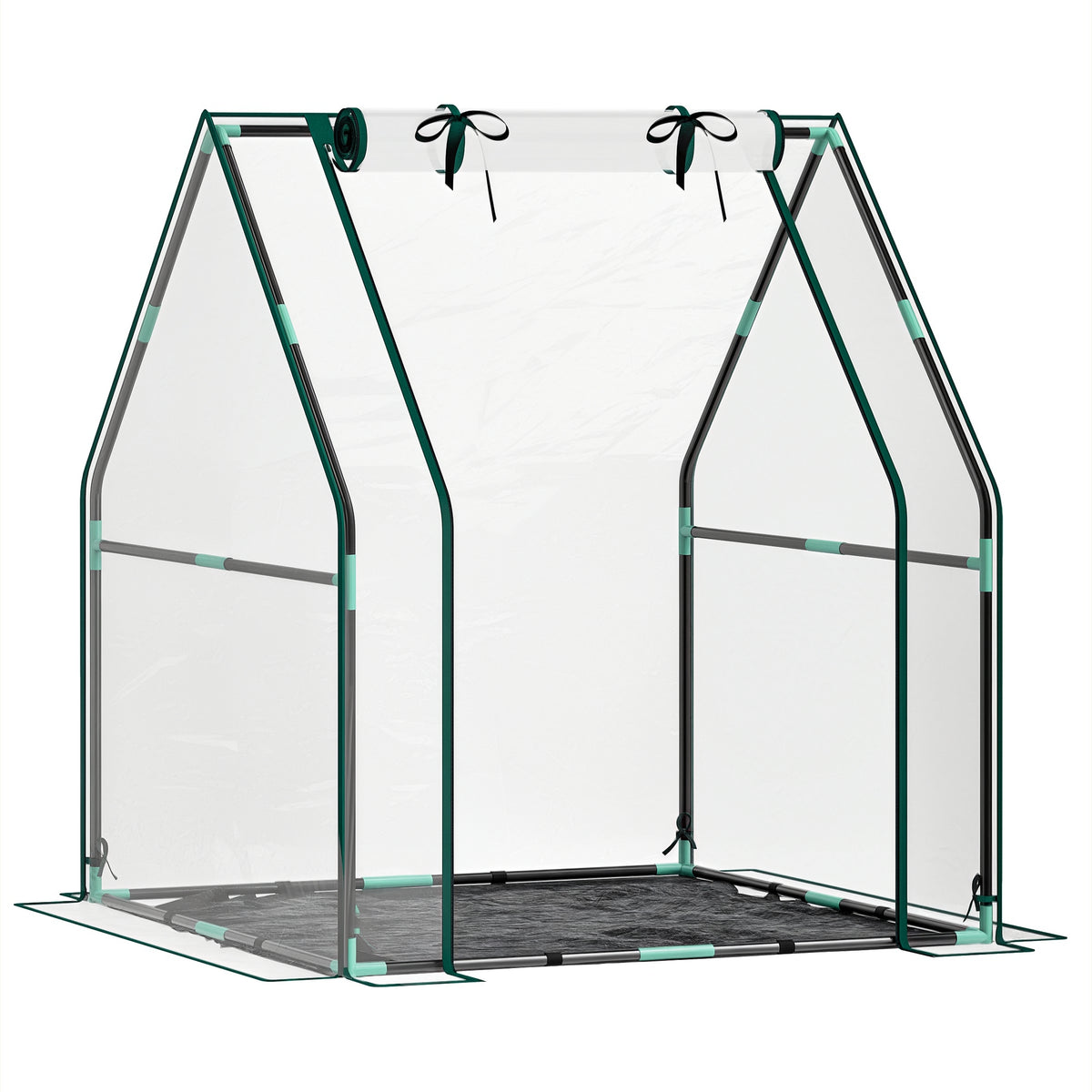Estufa Pequena Estufa de Exterior Porta com Fecho de Correr Base de Tecido PE Impermeável e Estrutura de Aço Estufa para Cultivar Plantas Flores 90x90x105 cm Transparente — foto 1