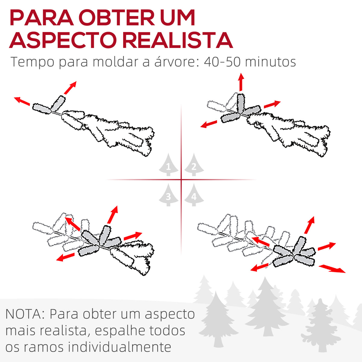 Árvore de Natal Ø116x180 cm Neve Artificial com 627 Pontas de PVC Base Dobrável e Suporte de Metal Decoração de Natal para Interiores Verde e Branco — foto 5