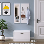 Móvel Cabide de Entrada de 3 Peças Armário de Entrada com Cabide Espelho e Sapateira 80x27x46,5cm Branco — foto 2