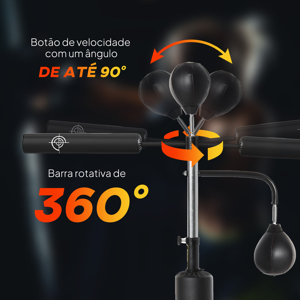 Punching Ball de Boxe com Altura Ajustável com 2 Bolas de Velocidade Barra Giratória 360° e Base Preenchida com Água ou Areia Punching Ball para Adultos 88x50x160-230cm Preto — foto 4