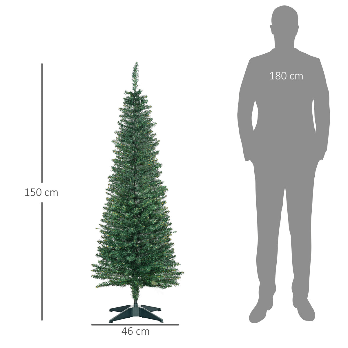 Árvore de Natal Artificial 150cm Ignífugo com 294 Pontas de Ramo PVC e Suporte de Plástico Decoração de Natal para Interiores Fácil de Montar Verde — foto 3