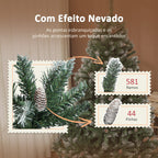 Árvore de Natal Artificial 150 cm Árvore de Natal com 581 Ramos com Efeito Neve 44 Pinhas e Suporte Metálico Dobrável Montagem Fácil para Sala Interior Verde — foto 5