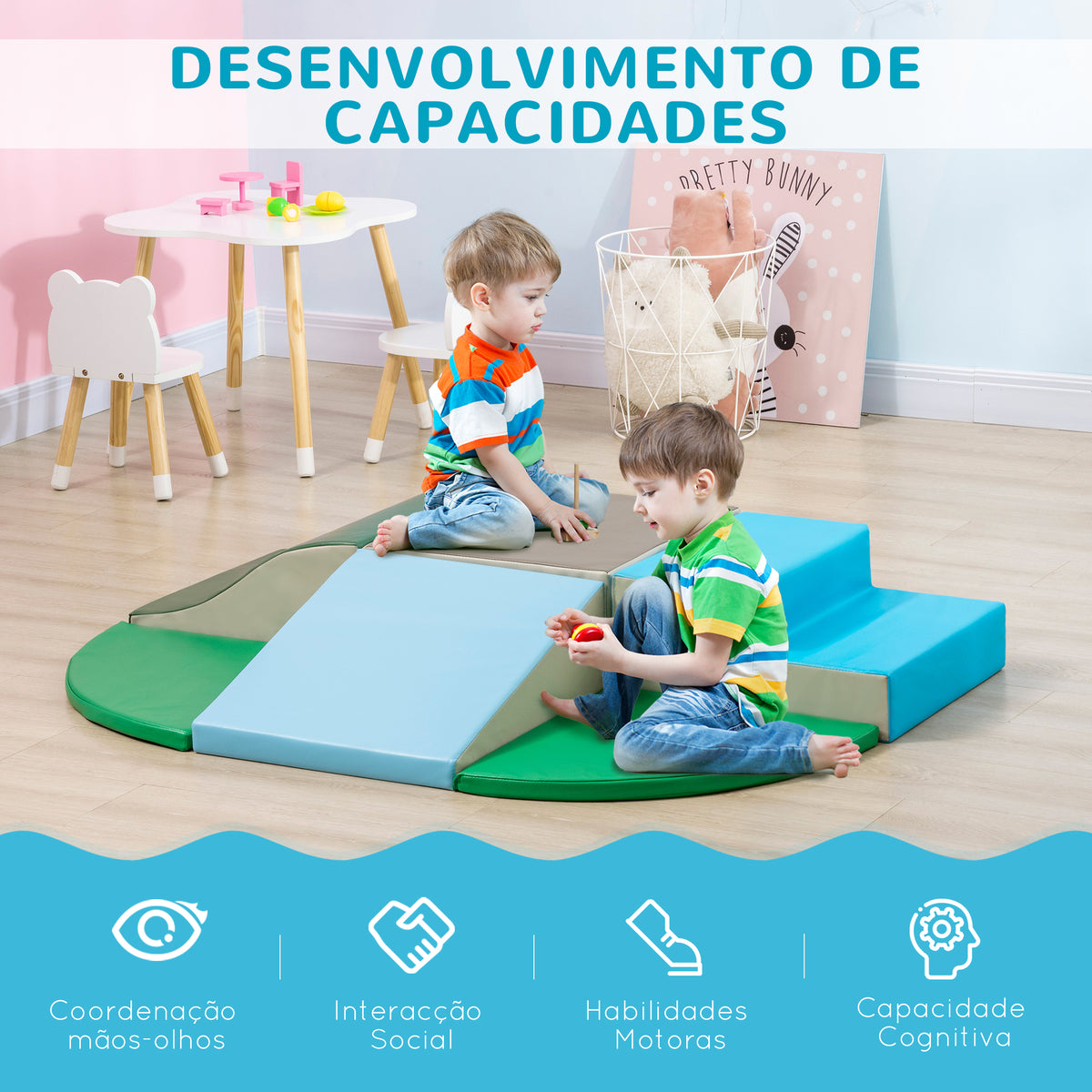 Conjunto de 6 Blocos de Espuma para Crianças de 12-36 Meses Blocos de Construção Brinquedo Educativo Infantil para Escalar Multicor — foto 4