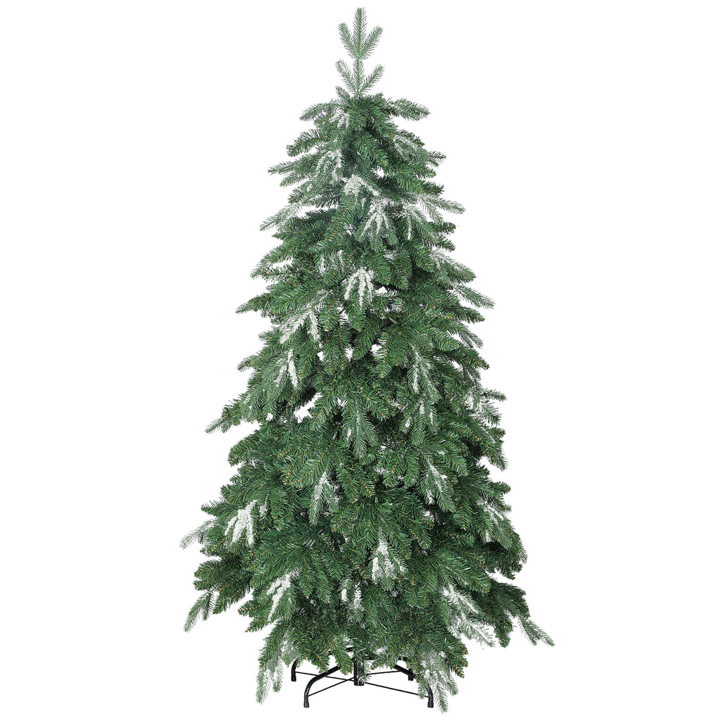 Árvore de Natal Artificial 150 cm Ramos Realistas com Efeito Neve Árvore de Natal com Suporte em Aço Base Dobrável Montagem Rápida Decoração de Natal para Casa Festa Verde — foto 1