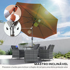 Chapéu de Sol de Jardim Ø295x250cm com Manivela Chapéu de Sol Exterior com Mecanismo de Inclinação e Mastro Desmontável de Metal para Terraço Piscina Pátio Café — foto 4