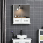 Armário de Casa de Banho com Espelho de Parede com 4 Portas Armário Suspenso com Grande Armazenamento com Prateleira Interior Estilo Moderno 55x17,5x60cm Branco — foto 2