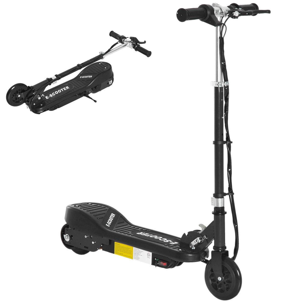Trotinete Elétrica Criança De 7-14 Anos E-Scooter Dobrável Guiador Ajustável 12km/h Bateria Recarregável 12V Skate 120W Carga 50kg Preto — foto 1