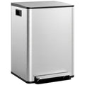Balde de Lixo de Cozinha com 2 Compartimentos 2x30L Cubo de Lixo de Aço Inoxidável com Pedal Fechamento Suave e Cubo Amovível para Escritório Cozinha Prata — foto 1