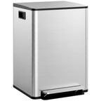 Balde de Lixo de Cozinha com 2 Compartimentos 2x30L Cubo de Lixo de Aço Inoxidável com Pedal Fechamento Suave e Cubo Amovível para Escritório Cozinha Prata — foto 1