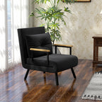 Poltrona Convertível em Cama Dobrável Poltrona 3 em 1 Convertível em Cama com Encosto Ajustável em 5 Níveis e Almofada Acolchoada para Escritório Sala de Estar Carga 120 kg 63x73x81 cm Preto — foto 2