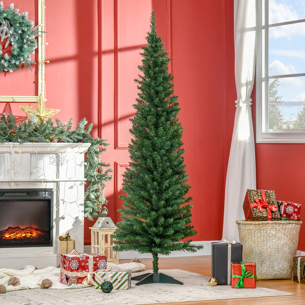 Árvore de Natal Artificial 180cm Ignífugo com 390 Pontas de Ramo PVC e Suporte de Plástico Decoração de Natal para Interiores Fácil de Montar Verde — foto 2