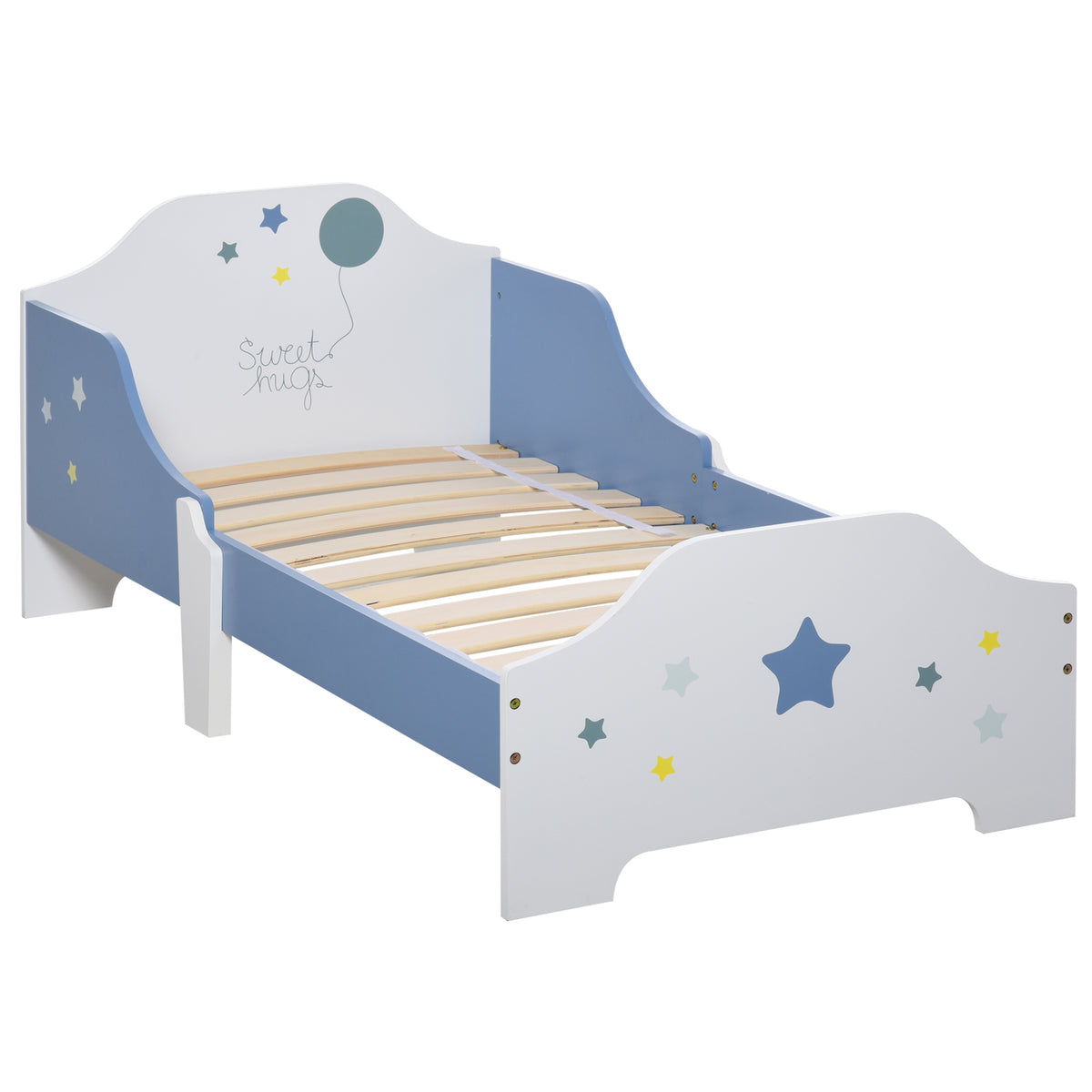 Cama para Crianças acima de 3 Anos 143x74x59 cm Cama Infantil com Desenho em Estrelas Carga 50 kg para Dormitório Azul e Branco — foto 1