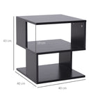 Mesa Auxiliar Mesa de Cabeceira Mesa Centro de 2 Níveis com Prateleira de Armazenamento para Sala Quarto Estante 40x40x43 cm Preto — foto 3