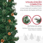 Árvore de Natal Artificial 225 cm Árvore de Natal com 706 Ramos Árvore de Natal Estreita Slim com 56 Pinhas Base Dobrável Ø58x225 cm Verde — foto 7