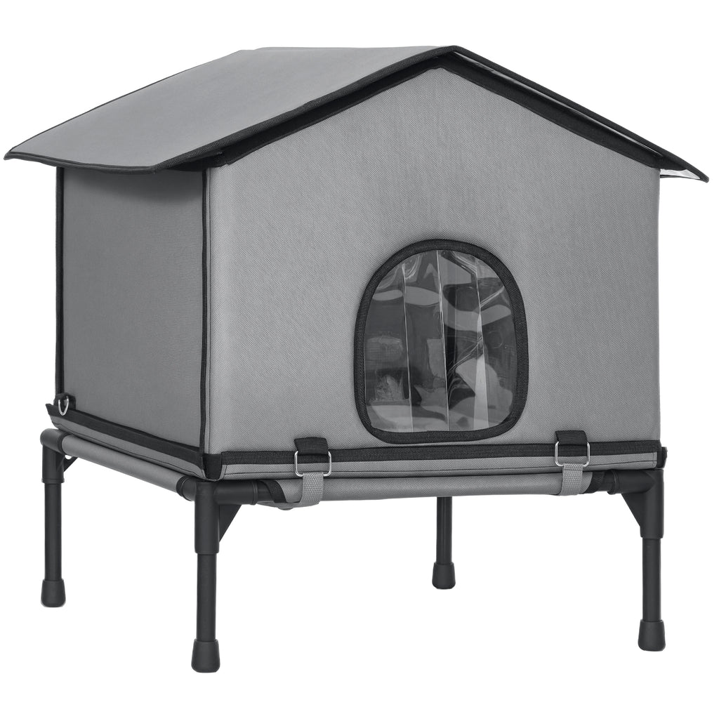 Casa para Gatos Dobrável com Almofada Elevada e Resistente à Água Caverna para Gatos 62x58,5x60 cm Cinza — foto 1